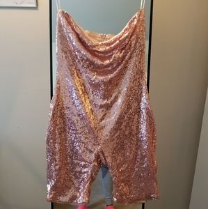 Rose Gold Strapless Sequin Bodysuit